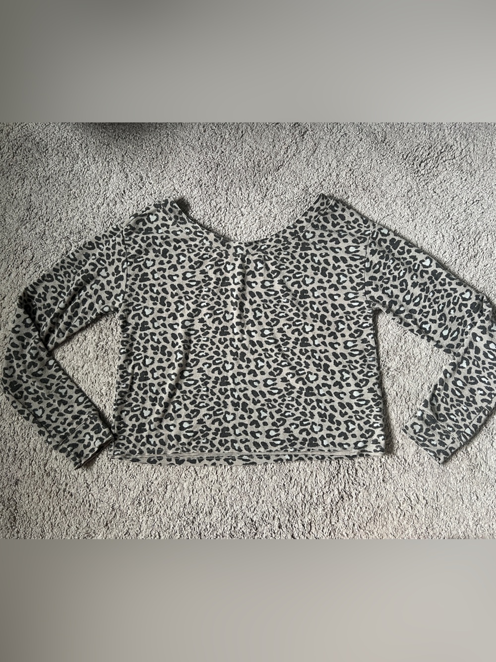Hollister Leopard Print Long Sleeve/ Off the Shoulder Top